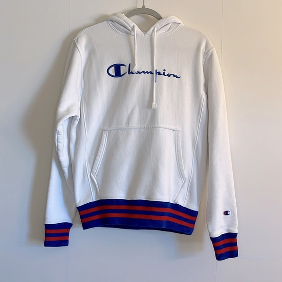 Champion Other - Champion Men’s Reverse Weave Hooded Sweatshirt Size S White Logo Unisex
